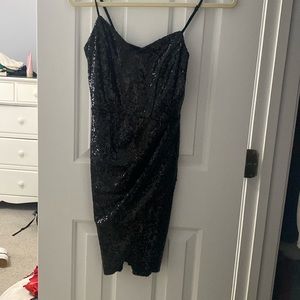 black sequin dress